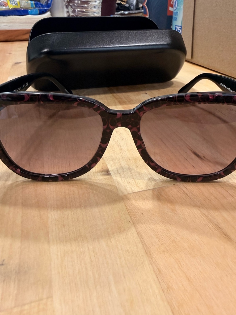 Coach Patterned Black & Pink Sunglasses